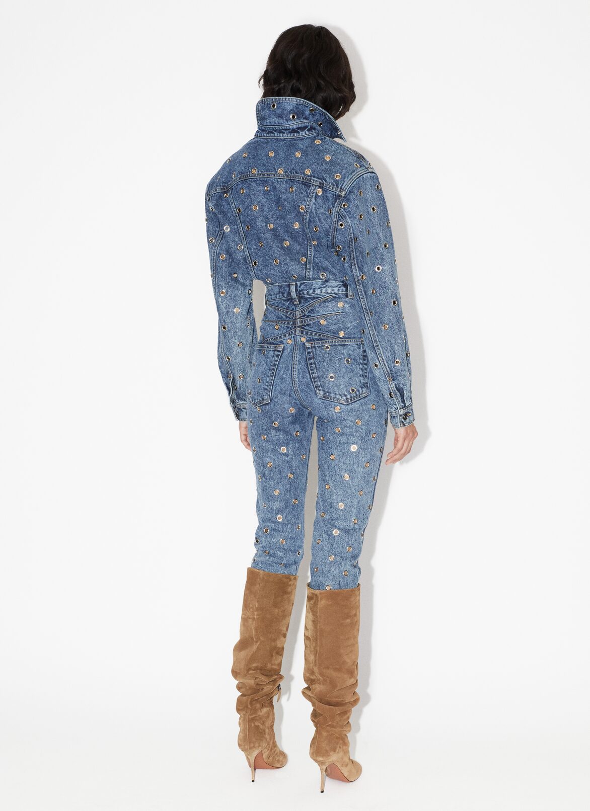 Eyelet denim jeans ALAÏA BLUE EYELET DENIM JEANS